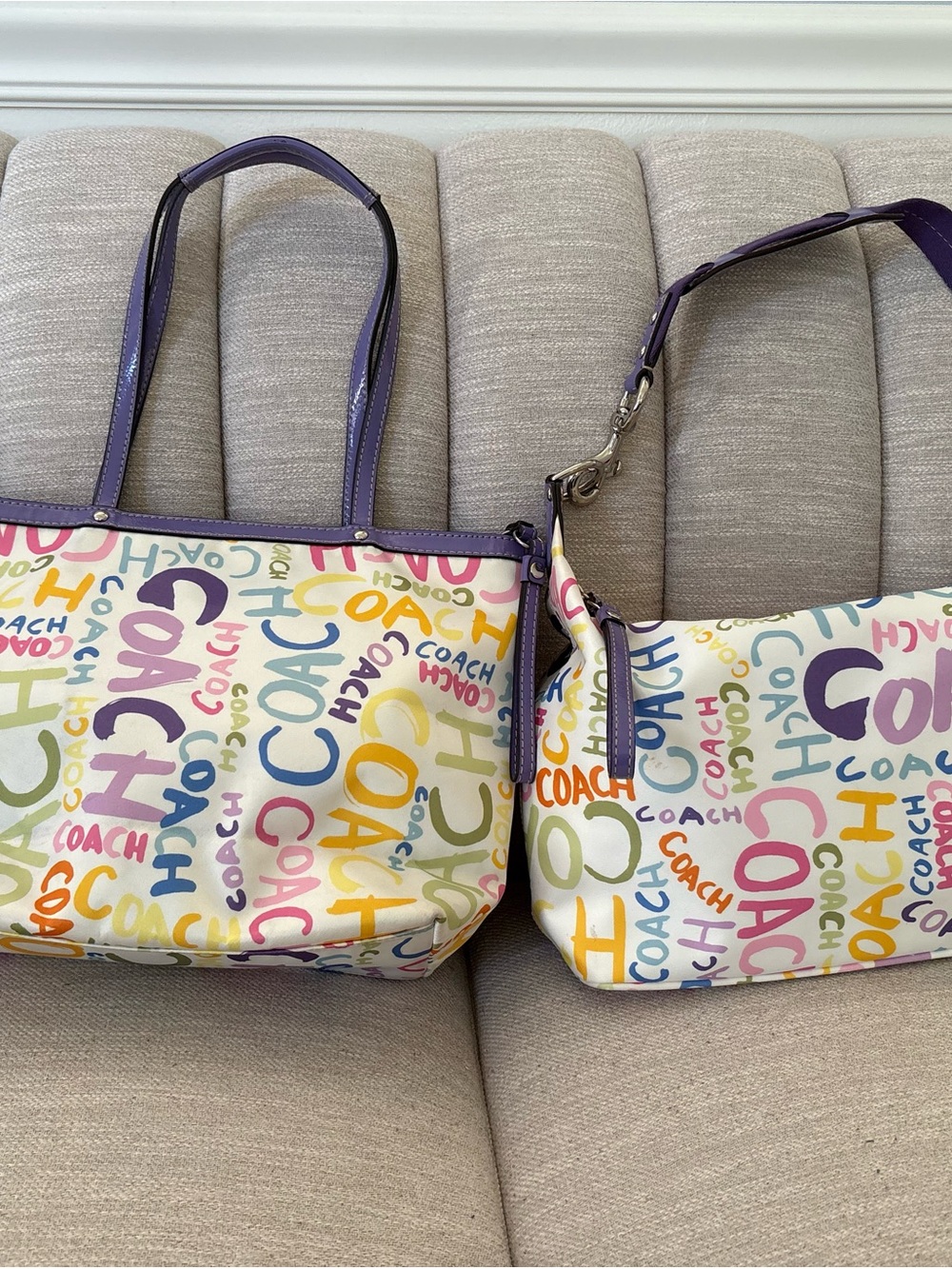 Coach y2k Hampton Scribble Graffiti shoulder Hobo Bag & Tote bundle
